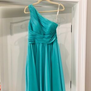 Blue one shoulder dress